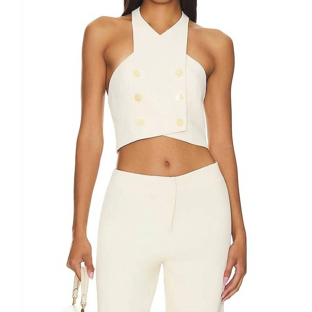 NEW ROSETTA GETTY button halter top in white